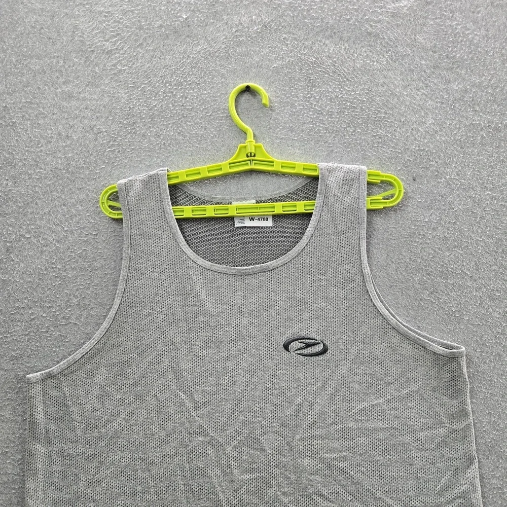 VINTAGE Speedo Men Swimwear L/G Gray Swim Tank‎ Logo Sleeveless